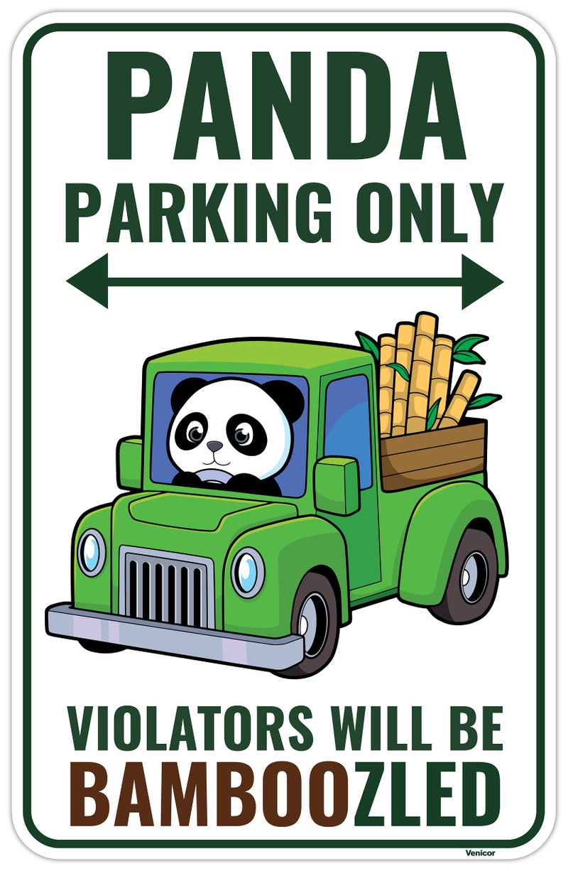 Venicor Panda Sign - 9 x 14 Inches - Aluminum - Panda Gifts for Girls Women - Panda Bear Room Decor Wall Art Stickers Stuff - Image 1